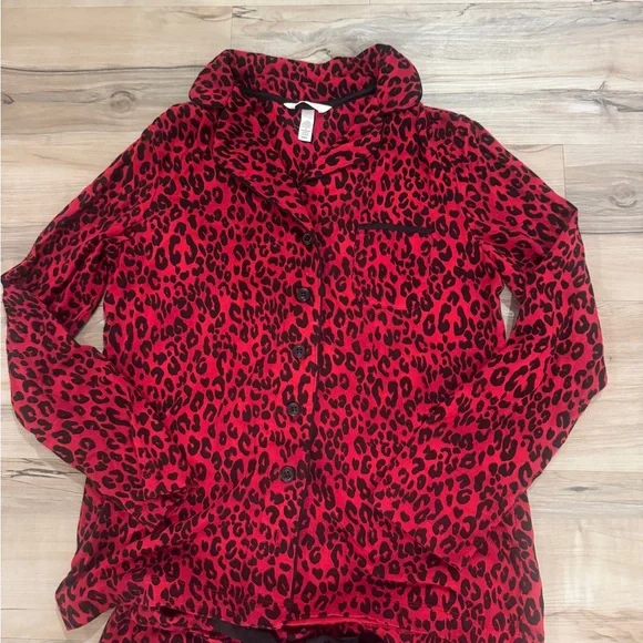 Soma Red Leopard Print Pajama Set - Picture 2 of 5